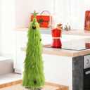 3 ft Lime Green Furry Christmas Tree Decoration Artificial Whimsical Mini Christmas Tree and Star Topper and Ball Ornaments Small Tabletop Decor for Xmas Living Room Table Decoration