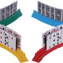 4 Pack Card Holders for Playing Cards, Double Layered Stackable Storage Game Card Tray for Arthritis Patients -Playing Card Rack for Kids Adults Seniors(4 Colors) (Red, yellow, blue, green(4pack))
