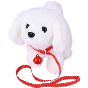 WorWoder Plush Bichon Frise Toy Puppy Electronic Interactive Pet Dog - Walking, Barking, Tail Wagging, Stretching Companion Animal for Kids (Bichon Frise)