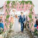 Findosom Wisteria Artificial Flowers Garland, 5Pcs Total 36FT Pink Wisteria Hanging Flowers, Flower Garland Decorations for Home Garden Outdoor Ceremony Wedding Arch Decoration