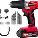 AVID POWER 20V MAX Lithium lon Cordless Drill Set, Power Drill Kit with Battery and Charger, 3/8-Inch Keyless Chuck, Variable Speed, 16 Position and 22pcs Drill Bits (Red) (1-red)