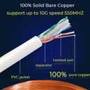 Rapink Cat6 Ethernet Cable 1000ft, Cat6 ethernet Cable 23AWG Solid Bare Copper 10G Support, UTP cat6 Cable 550MHZ, cat 6 Cable 1000ft POE Support White