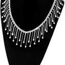 THARAHT Rhinestone Fringe Trim Beaded Fringe Trim Rhinestone Ribbon Tassel Chain for Jeans Clothing Accessories DIY Decoration 0.5Yard,Silver