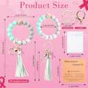 2 x Sureio Breast Cancer Awareness Party Favors for Women Beaded Bracelet Pink Ribbon for Charity Fundraiser Inspirational Gifts (Multicolor)