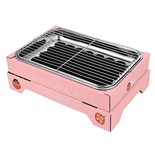 MOUMOUTEN Portable Charcoal Grill, Compact Detachable Stainless Steel BBQ Smoker, Single Use Barbecue Grill for Outdoor Camping, Easy to Carry and Clean (Pink (containing 30 Charcoal))