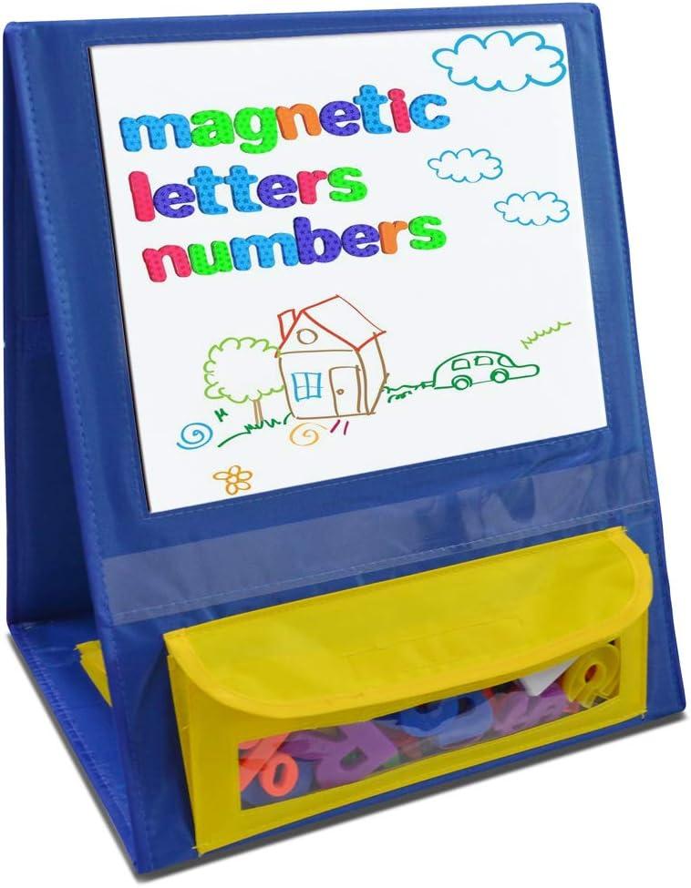 EAMAY Magnetic Desktop Tabletop Stands Pocket Chart Foldable Samll Dry Erase Board Classroom Tool for Kids Education (12W*15L, Magnetic)