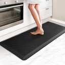 HappyTrends Kitchen Floor Mat - 4/5 Inch Thick Anti-Fatigue Kitchen Rug,Waterproof Non-Slip Kitchen Mats and Rugs Heavy Duty Ergonomic Comfort Rug for Kitchen,Office,Sink,Laundry,(22"x54", Black)