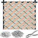 302 Pcs 262. 45 ft Chain Link Fence Slats Button Puncher Fence Privacy Tape Fasteners Covering Privacy for Home Warehouse School Businesses Stadiums(Khaki)