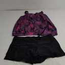 Aqua Eve Two Piece Women's Tankini Swimsuits Blouson Swim Tank Top with Shorts Modest Bathing Suits (Large, Purple Leaf)