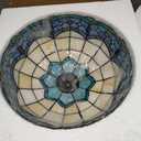 Tiffany Pendant Light Fixture 2 Lights 16 Inch Blue Victorian Style Stained Glass Hanging Lamp Decor for Dining&Living Room Kitchen Island Study Hallway Counter