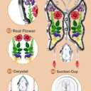 KY&BOSAM Butterfly Suncatcher Mom Gifts Stained Glass Suncatchers for Windows Hangings Wind Chime with Pressed Real Flower Wings with Crystal Charm Birthday Gifts for Mom Mother`s Day Home Decor