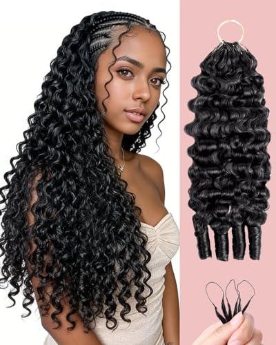 20 Inch Human Crochet Hair for Black Women, 55g 40 Strands Feather Human Hair Crochet Extensions, Miracle Knots Hair Bundles, Soft Lightweight Burmese Curly Texture for Protective Styles