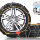 Snow-Chains Auto Fixing 1 Min Quick Fit Easy Installation Tire-Chains, Portable Reusable Universal Emergency Tire Traction Chain for Passenger Car, Pickup Trucks and SUV - Set of 2 (HN-120)