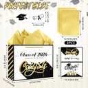 4 x GLURUITE 13" Graduation Gift Bag with Card and Tissue Paper Black Gold Congrats Gift Bag for Graduate Graduation Season Gifts for Class of 2026