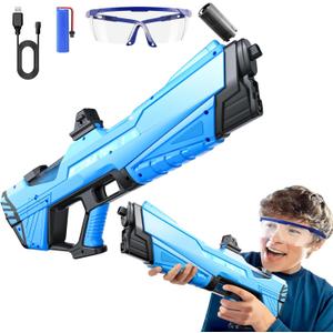 Electric Water Gun for Kids Adults with Led Light, Outdoor Automatic Suction Squirt Guns Backyard Game, Water Guns Summer Beach Pool Lawn Party GamesBlue