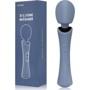 Handheld Personal Wand Massager, 12 Vibration Modes 3 Speeds, 360Flexible Neck, IPX7 Waterproof, Cordless USB Rechargeable Massager for Neck Shoulder Back Deep Tissue Relief, Rose Blue