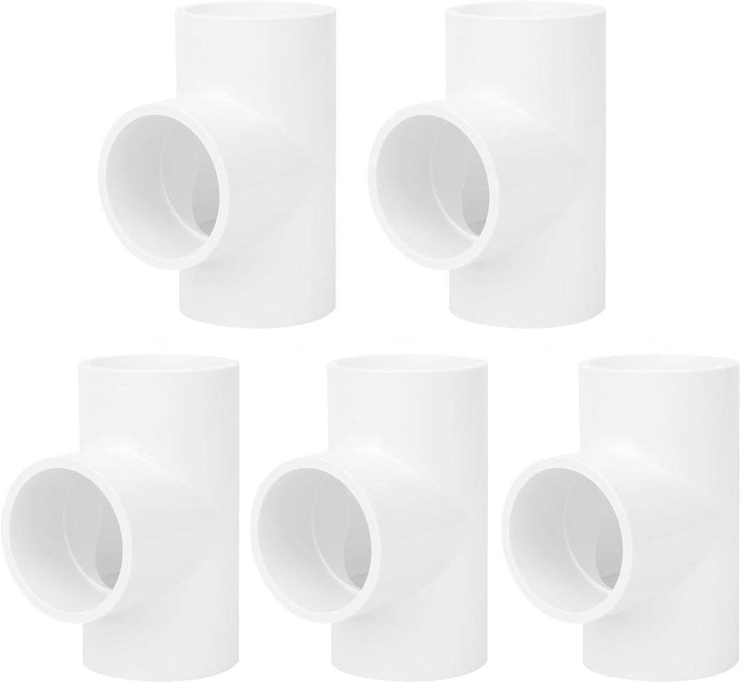 5Pack 3 Way 1-1/2" PVC Tee PVC Pipe Fittings Connector (Socket x Socket x Socket) Furniture Grade SCH40 1.50" PVC Tee Elbow Pipe Fitting Adapter for Water Supplies Build PVC Furniture Shelf