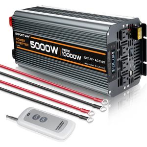 5000 watt Power Inverter DC 12V to AC 110V/120V Converter,10000w Peak.Comes with LCD Display,Wireless Controller, 4AC outlets,1USB.RV Inverter,Suitable for Camping,and Off-Grid Solar Inverter Systems
