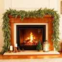 9FT Christmas Cedar Garland, 2Pcs Artificial Real Touch Realistic Greenery Christmas Pine Garland for Fireplace Mantel Table Stairs Indoor Outdoor Holiday Decoration