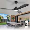 Depuley 52-Inch Ceiling Fan with Light: Black 3 Blade Outdoor Fans for Patios - Dimmable Indoor Fan with Remote Control Living Room Fandelier Ceiling Fans Ultra Quiet DC Motor Reversible 6 Speed Timer