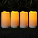 Homemory Solar Candles Outdoor Waterproof, Rechargeable Candles, Solar Powered Flameless Candles for Outdoor, Lanterns, Sensor Only, Dusk to Dawn, 3"x6", Set of 4