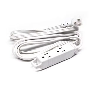   Indoor Office Low-Profile White Extension Cord with 3 Grounded Outlets 3 Prong Right Angle Flat Plug Power Cords Extension CordsTa-86; 13A. 125V. 1635W