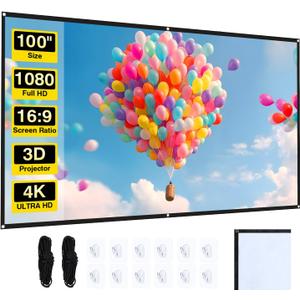 Projector Screen - 100 inch Projector Screen 16:9 Washable Foldable Portable Projector Movies Screen for Home Theater Outdoor Indoor Projector Screens,Support Double Sided Projection