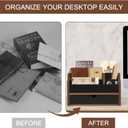 Desk Organizer with Drawer Wood File Office Mail Organizer Countertop-5 Slot Tabletop Storage Pen Organizer Letter Holder for School Home Office Supplies