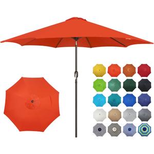 Blissun 10FT Outdoor Patio Umbrella, Outdoor Table Umbrella, Yard Umbrella, Market Umbrella with 8 Sturdy Ribs, Push Button Tilt and Crank