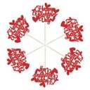2 x Gyufise 36Pcs Happy Valentine's Day Cupcake Toppers with Heart Glitter Sweet Love Theme Valentine's Day Cupcake Food Picks Valentine's Day Theme Birthday Party Cake Decorations Supplies Red