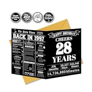 28th Birthday Card, 28th funny Birthday Decorations for Women, Men, Her and, Him, 1997 Creative 3D Box, Unique Birthday Gift for 28 year old Daughter Son.