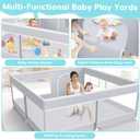 Baby Playpen, 50x50 Inch Baby Playard for Babies and Toddlers, Play Pens for Indoor & Outdoor, Sturdy Safety Play Yard with Soft Breathable Mesh, Anti-Fall, Grey