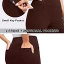 Rammus Womens High Waist Yoga Dress Pants with Pockets Stretch Work Pants for Women Bootcut Leg Slacks for Office Casual (Small, Brown)