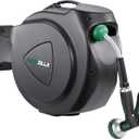 Retractable Garden Hose Reel, Durable Wall Mounted Water Hose Reel- Smooth Automatic Rewind, Lock Hose in Any Lenght, 180 Swival Bracket, 9 Pattern Sprayer (100FT +6FT 5/8")