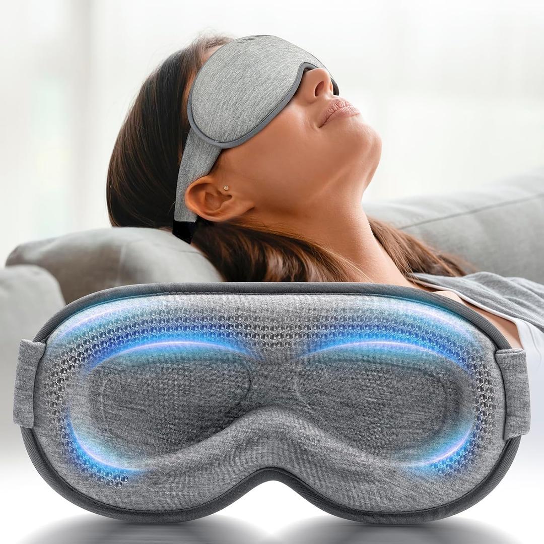 Weighted Eye Mask for Sleeping - Blackout Sleep Mask for Women Men, FACEMOON Lash Extension Eye Covers, Memory Foam, 3D Contoured, Airplane Travel Essentials, Blindfold for Meditation(Gray) (Grey)