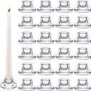 24 PCS Glass Taper Candle Holders Bulk Candlestick Holders Clear Short Tapered Candle Stick Holder Decor Set for Table Centerpiece Wedding Party Advent Christmas Home Decorations (24, Clear)
