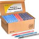 Enday Pens Ballpoint, Long Lasting Ink Pens Bulk 240 Pack (100 Black, 100 Blue & 40 Red), Smooth and Consistent Writing Pens, Medium Point (1.0mm) Flexible Round Barrel for Writing Comfort