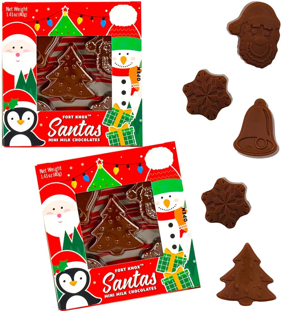 Fruidles Christmas Santas Mini Milk Chocolates Snack, Holiday Treats, Kosher Certified Dairy, 1.41 Oz (2-Pack)