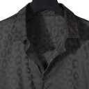 Men's Satin Leopard Print Short Sleeve Button Down Lapel Collar Silk Shirts Top
