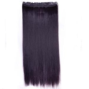 S-noilite Elegant 30"(76cm) Longest Straight Dark Black Mix Dark Purple 3/4 Full Head One Piece 5 Clips Clip in Hair Extensions