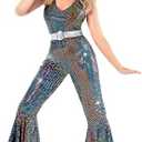 Morph Disco Costume Women - 70s Retro Jumpsuit Costume For Parties & Halloween - 70s Disco Outfits For Women S