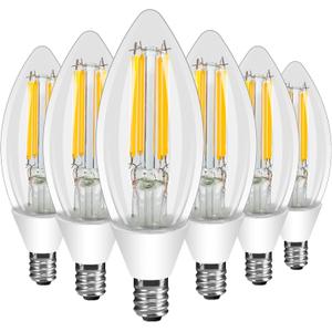 Ganiude E12 Dusk to Dawn Light Bulbs Outdoor, C35 B11 5W 60W Equivalent 500LM 2700K Warm White Photocell Sensor Filament Candelabra Bulbs, Auto ON/Off Edison Outdoor Bulbs for Garage, Porch, 6 Pack