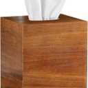 Tissue Box Cover Square, Acacia Wood Tissue Box Holder with Slide-Out Bottom, Wooden Tissues Cube Boxes Cover for Bathroom, Bedroom, Dinner Table, NightStand, Office, Modern Farmhouse Decor (Jzthutaomu)