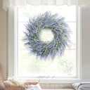 Summer Wreath Lavender Purple Summer Wreath for Front Door, 22Inch Artificial All Seasons Lavender Wreaths for Indoor Outdoor Outside Wall Window Porch Rustic Home Farmhouse Decorations