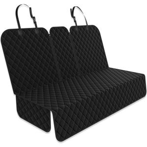 Dog Car Seat Cover for Back Seat, Car Seat Cover 60/40 Split Bench for Cars, SUVs - Standard - 53" W (Black)