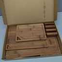 Bamboo Cutting Boards for Kitchen, Wood Cutting Boards with Deep Juice Grooves, 3-Pack Bamboo Cutting Board Set with Holder, Chopping Board & Charcuterie Board for Meal Prep & Serving