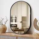 Oval Mirror, 20"30" Black Bathroom Mirror with Stainless Steel Metal Frame, Oval Brass Mirror for Bathroom, Entryway, Living Room, Wall Mount Mirrors Hangs (30"L x 20"W, 20x30 Black-oval)