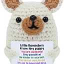 Positive Puppy Crochet Doll Dog Gifts - Birthday Gift for Best Friend, Teacher, Coworker, Nurse, Sister, Mom, Dad - Handmade Emotional Support Crochet Gift for Women, Men