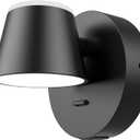 URSOLA Wall Light LED Wall Sconce with On/Off Switch USB Port 110 Volt Hardwired Wall Lamp 350 Rotatable Up Down Sconces Wall Lighting (Black)