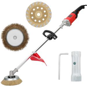 Electric Concrete Grinder Machine & Polisher, 6-Speed 110V Heavy Duty Floor Grinder for Concrete, Cement & Wall Grinding, Rust & Coating Removal, 180mm Diamond Disc & 200mm Wire Brush